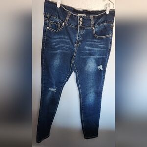 Distressed Blue Denim Jeans